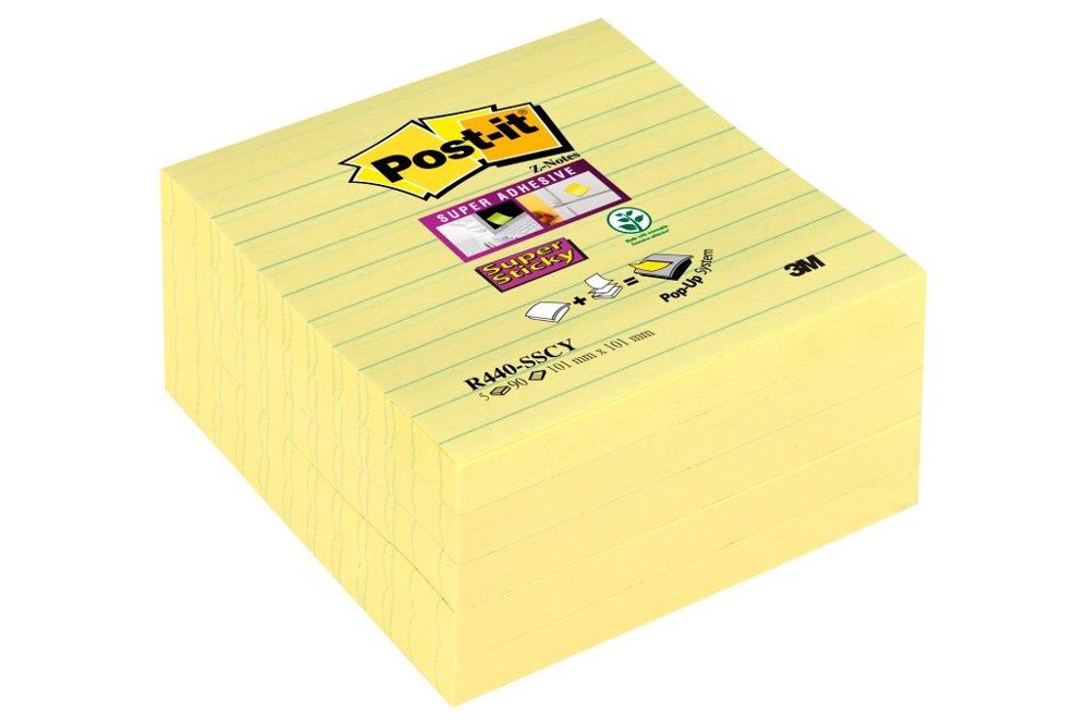 Notepads Post-it® Super Sticky Z-notes R440 CY 101x101mm ruled - Wulff ...