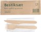 Cutlery set 16cm birch wood knife, fork, napkin