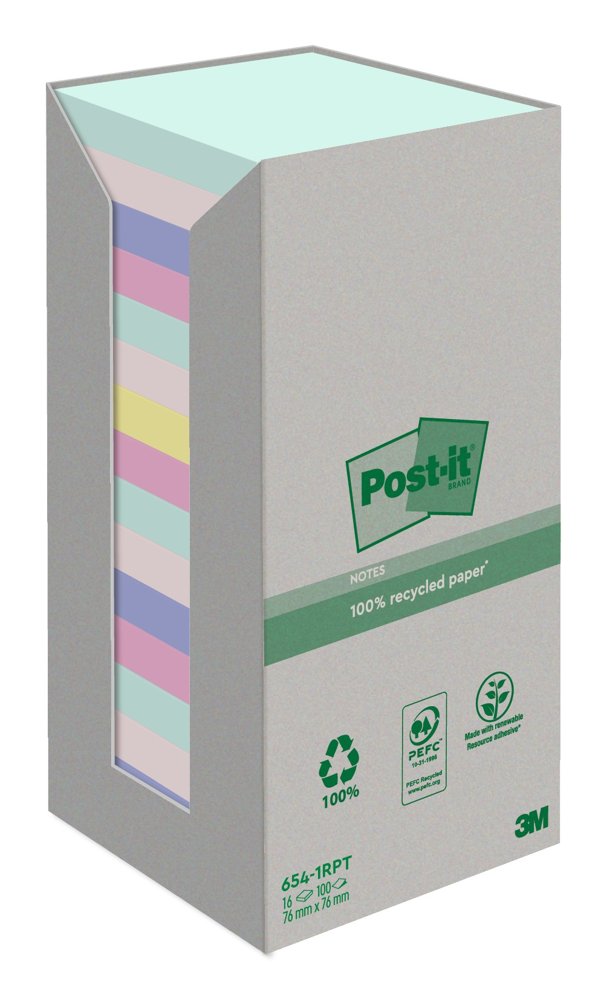 Notepads Post-it® Green 654 76x76mm pastel - Wulff Supplies