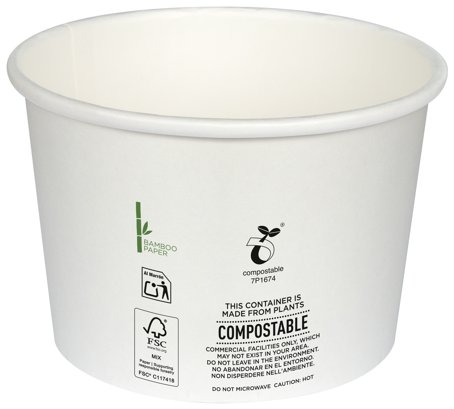 Food Container 470ml (16oz) Ø 115mm bamboo paper FSC Mix - Wulff Supplies